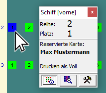 Infos zur ausgewählten Reservierung